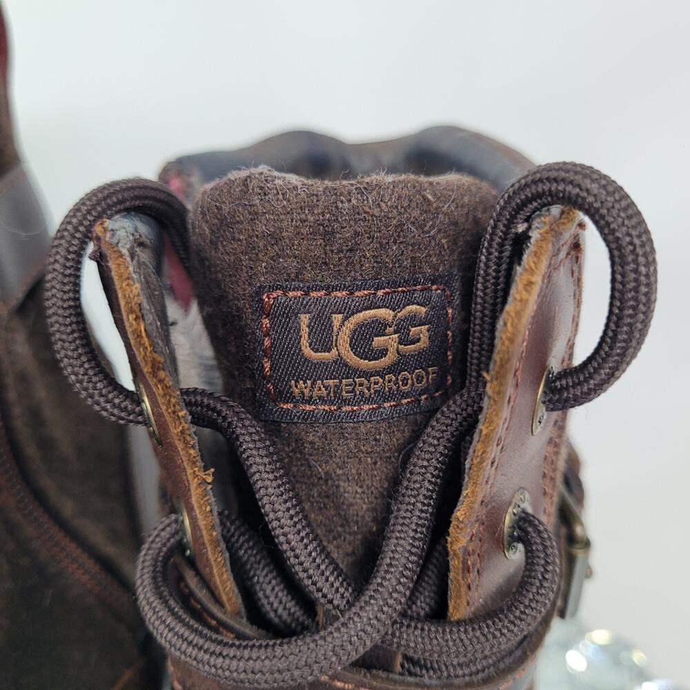 UGG Women's Sz 8 Kesey Brown Leather Waterproof shearling Boots 1005264 99% EXC! - Picture 3 of 9